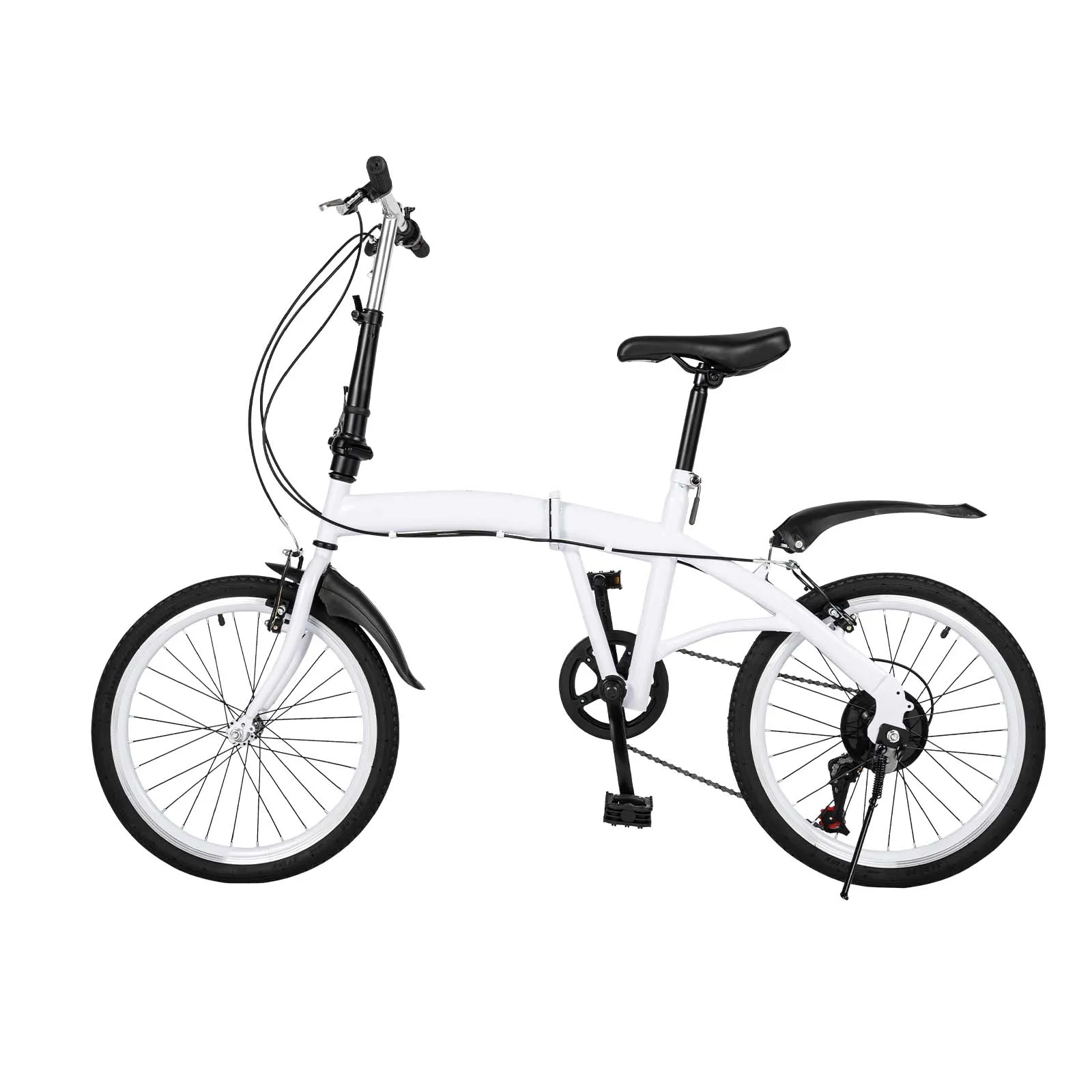 AliExpress CNCEST 20" White Foldable Bike 6-Speed Adjustable Seat & Handlebars Foldable Bicycle Carbon Steel Frame for Kids/Adults
