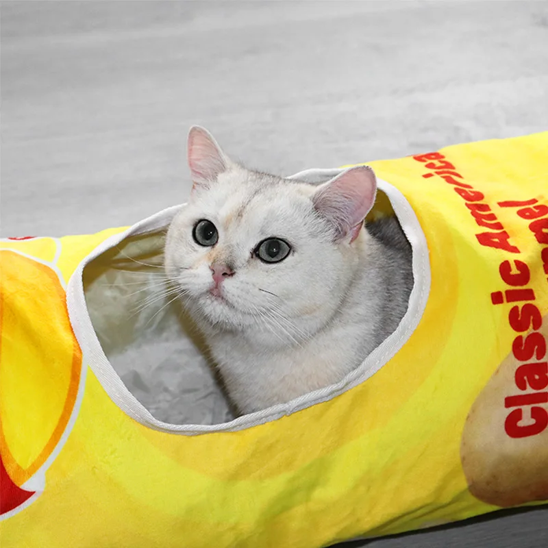 Туннель для кошек и кошачья кровать со складчатой бумагой, которая может создавать звуки, складной, подходит для котят и других домашних животных. Это игрушка для кошки.