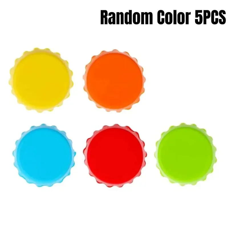 6Pcs Reusable Silicone Bottle Cap Random Sealed Beer Caps Vinegar Soy Corktail Lid Wine Protective Stopper Bar Accessories