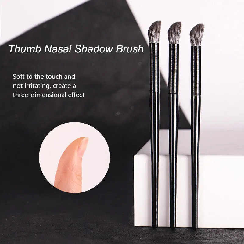 New Thumb Nasal Shadow Brush Wool Fiber Solid Wood Brushed Aluminum Tube Makeup Brush Women Cosmetic Beauty Make up Brushes