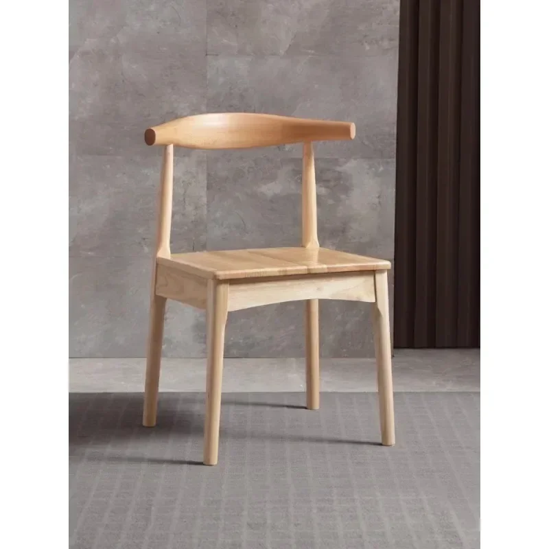 Solid wood dining chair All solid wood home Wooden stool Commercial dining restaurant Log meeting room Horn