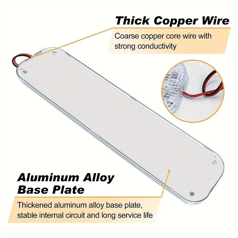 LED Car Interior Lights Ultra-thin Highlight Crystal Housing 72LED Roof Ceiling Reading Lamp For Box Trucks Campers Boats RV image 2