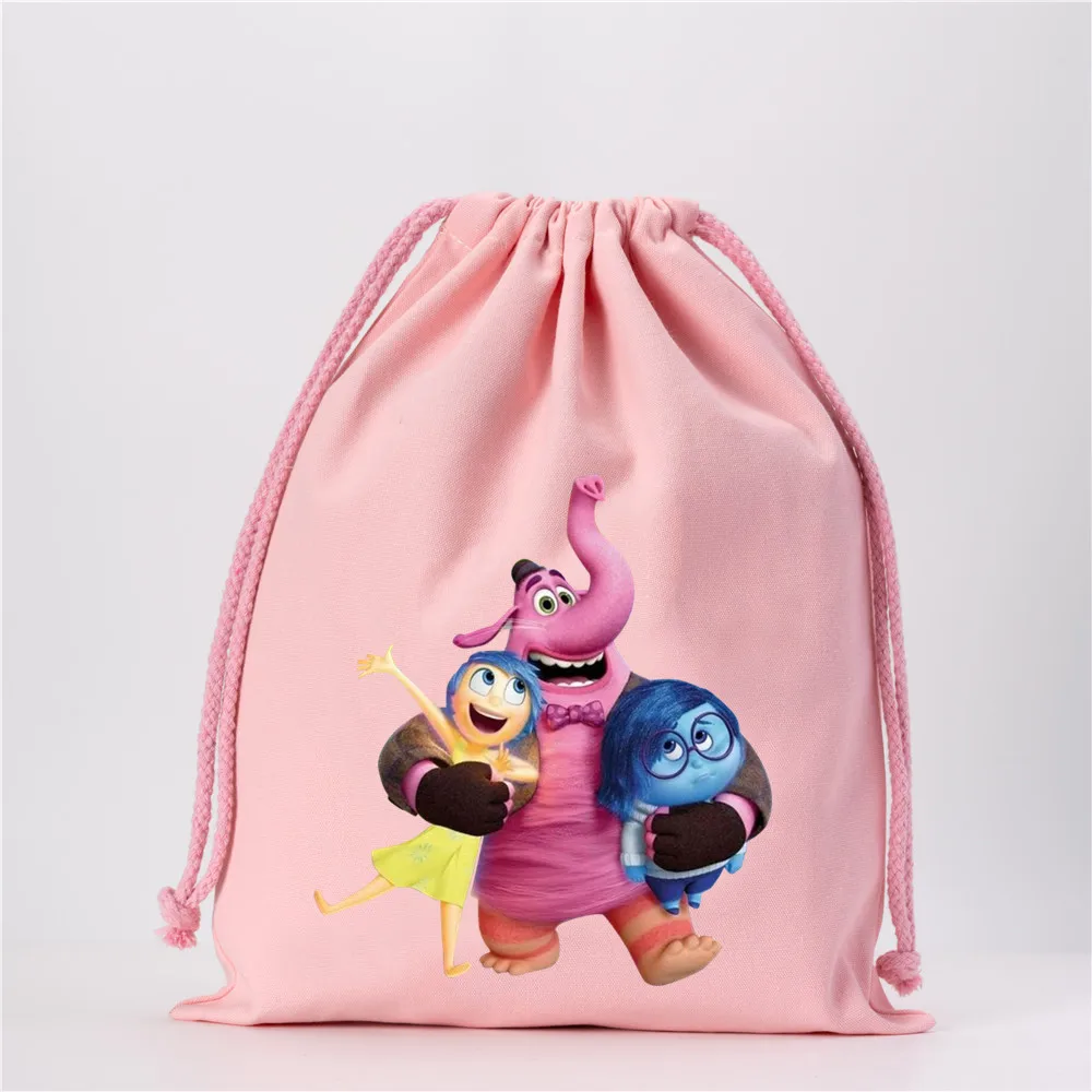 Insideout 2 Plush Kids Drawstring Bags Cartoon Printed Storage Bags Boys Girls Tote Bag Children Travel Handbag Birthday Gifts