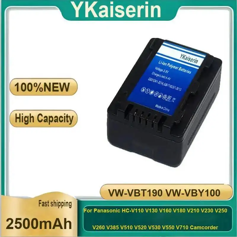

Battery VW-VBT190 VW-VBY100 For Panasonic HC-V110 V130 V160 V180 V210 V230 V250 V260 V385 V510 V520 V530 V550 V710 Camcorder