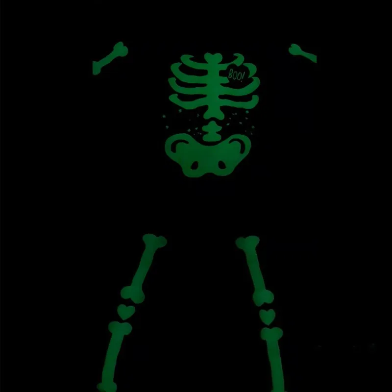 Halloween Cosplay Luminous Skeleton Kids Tracksuit Long Sleeve Crew Neck Shirt Pants Baby Boy Spider Pattern Daily Playwear Suit