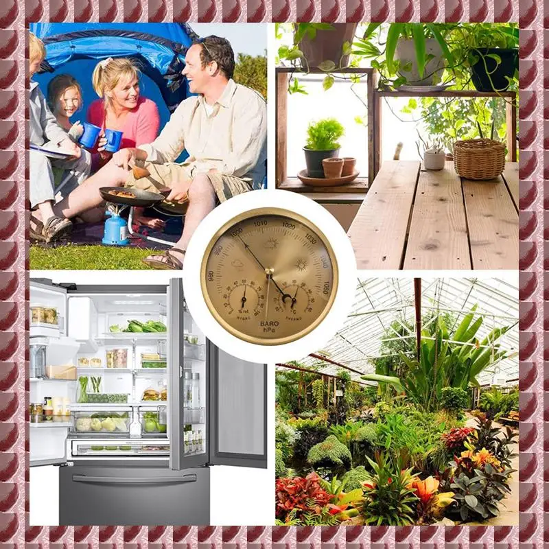 

A95G 3-In-1 Dial Barometer Thermometer Hygrometer (Gold) Dial Barometer For Home, Wall Decor, Baby Room, Fishing 1 Piece