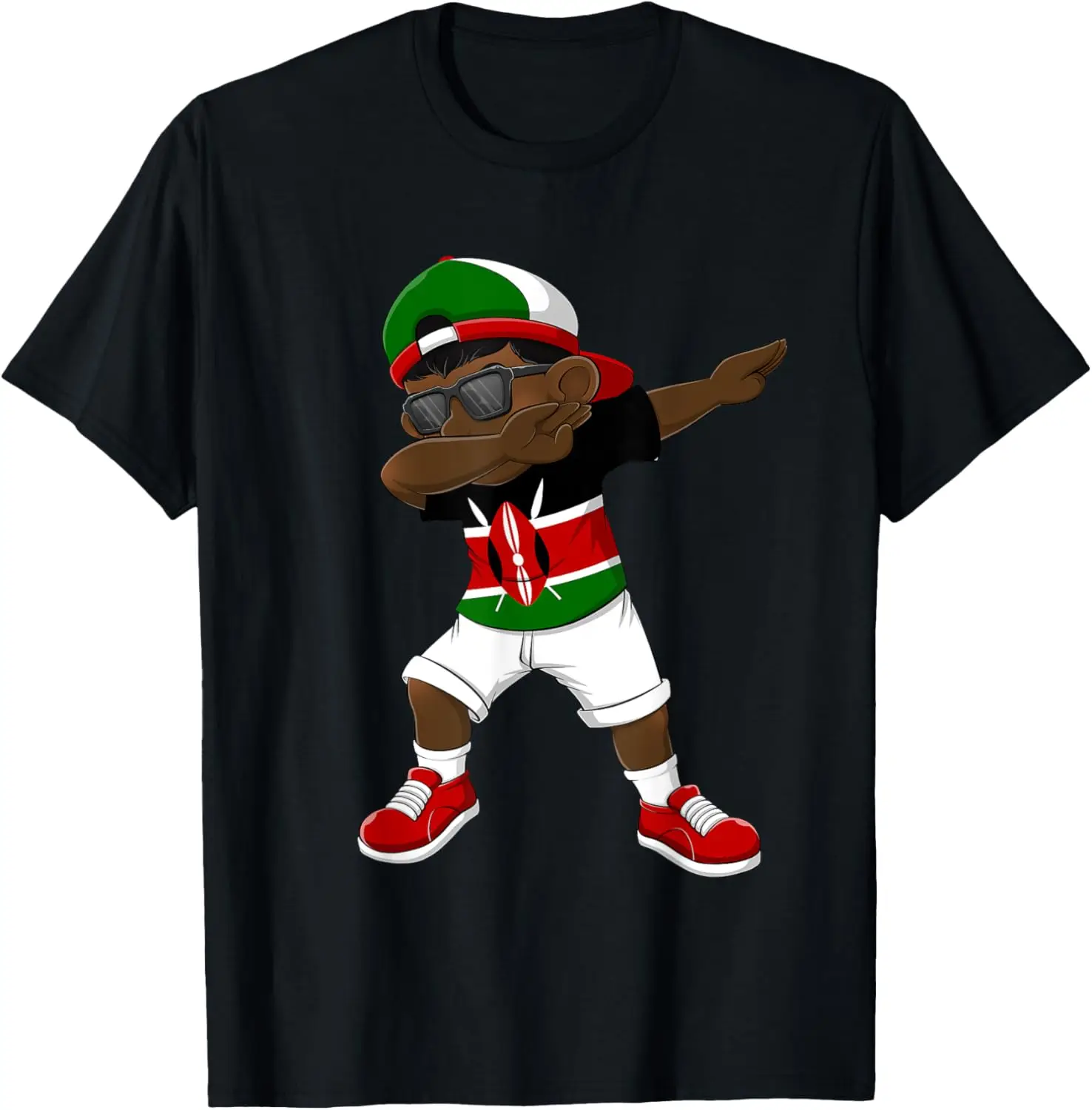 Dabbing Boy Kenyan Kenya Flag Kids Dab Dance T-Shirt