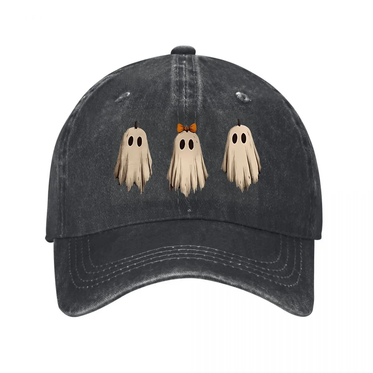 Cute Bowknot Cloth Ghost Halloween Decorations 2026 New Vintage Washed Baseball Cap