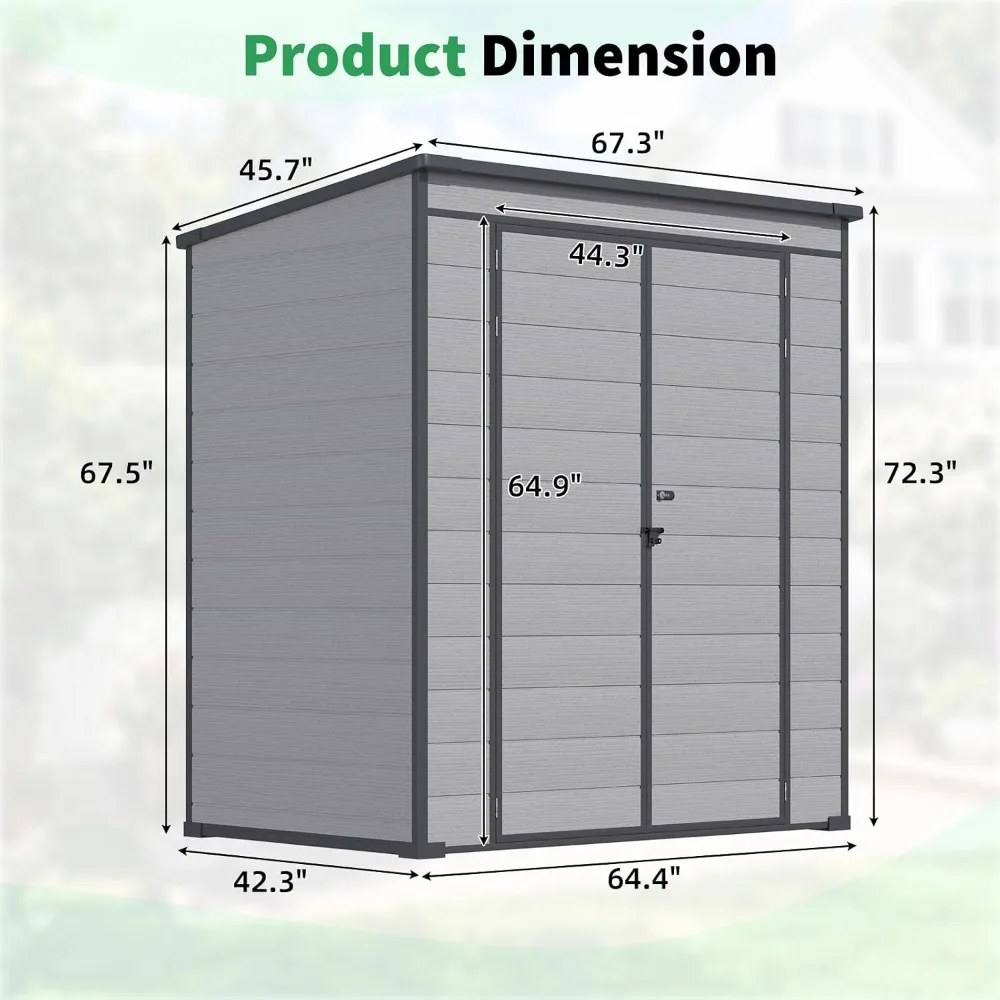 U-MAX 4'x6' Resin Outdoor Storage Shed Lean to Plastic Shed with Base