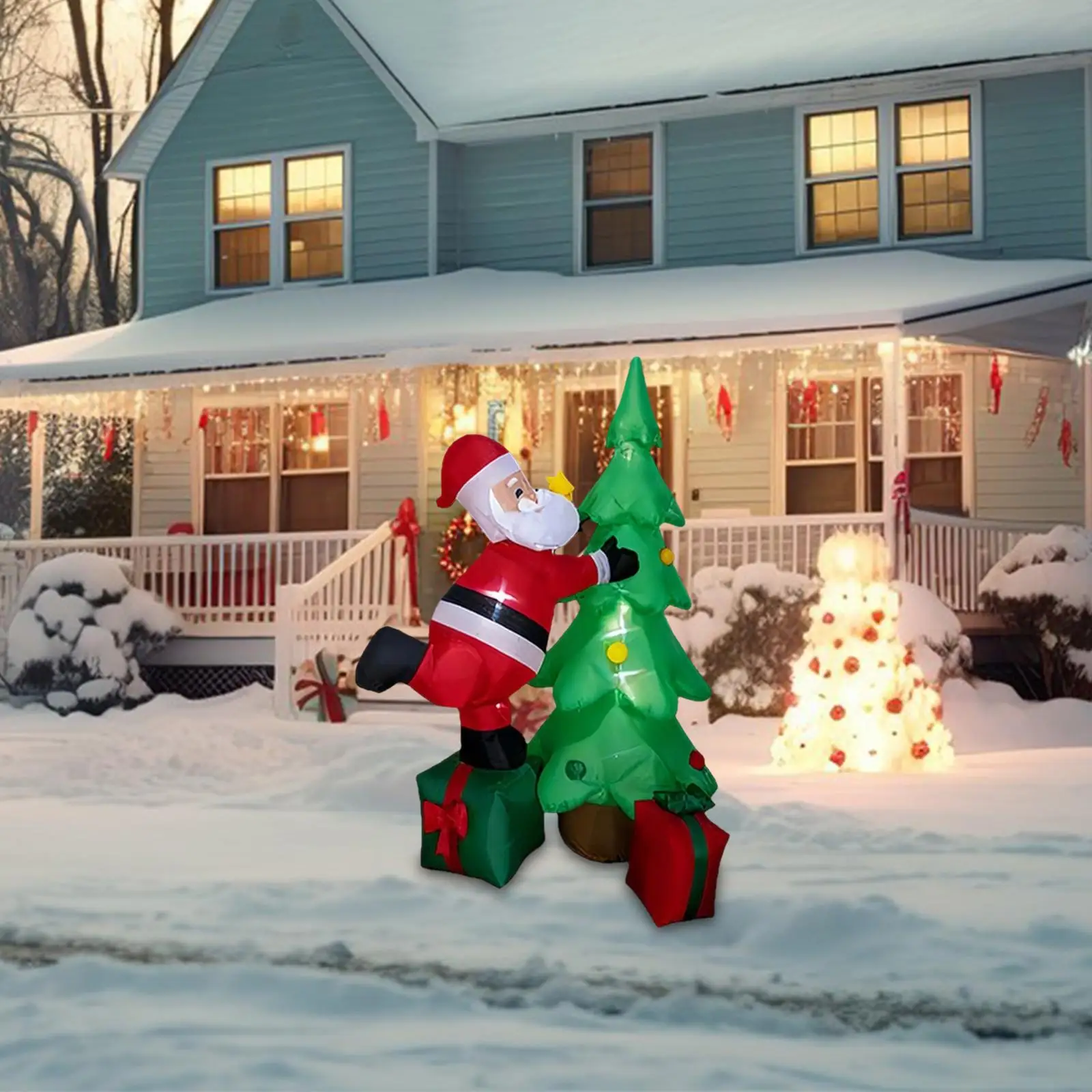 6ft Christmas Inflatable Outdoor Decor Yard Decoration Funny Creative Versatile Photo Props for Lawn Roof Outdoor Courtyard