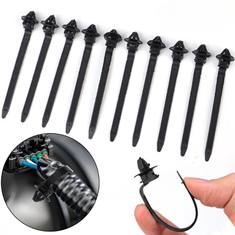 20/10Pcs Nylon Car Tie Wrap Cable Fixed Fasteners Clips Car Cable Fastening Strap Wire Band Tie Wrap Zip Tie Auto Fastener 9.5cm