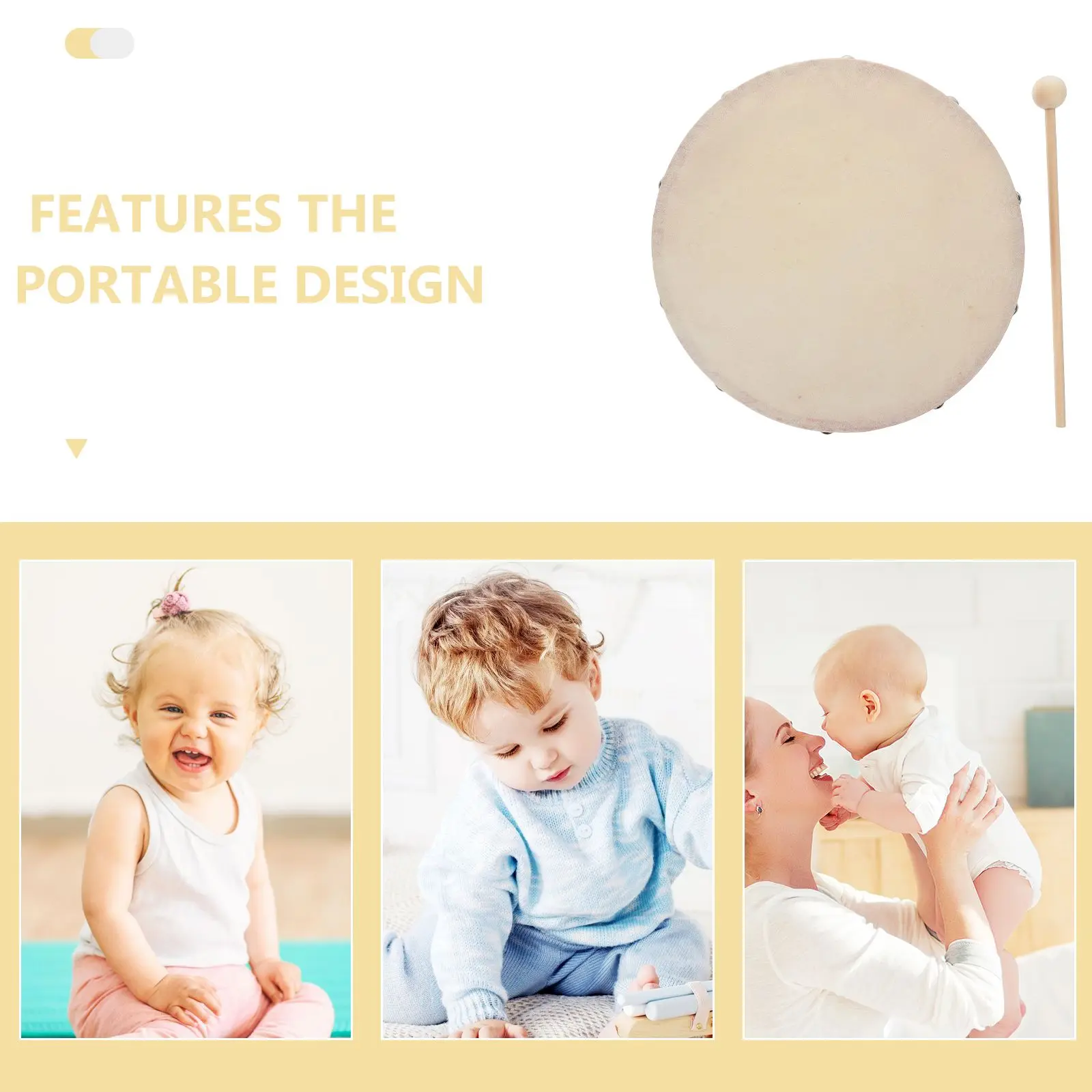 8 インチハンドパーカッションおもちゃポータブル木製楽器子供教育ミュージカル幼児ドラム就学前のおもちゃサウンドハンド