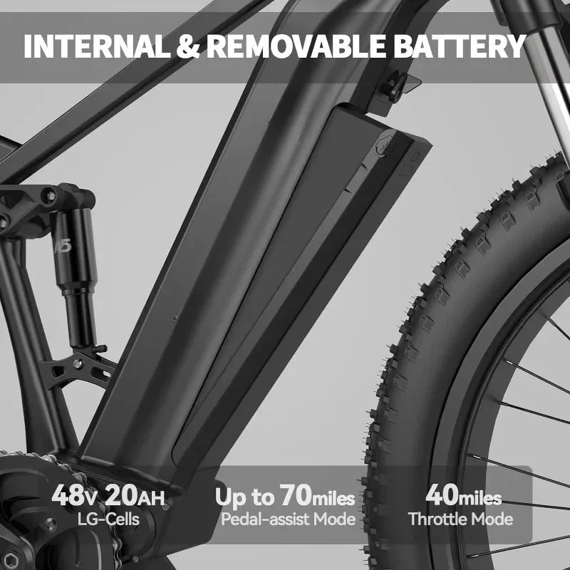 48v 750w Fat Tire Electric Mountain Bike 20ah Battery Ebike for Adult