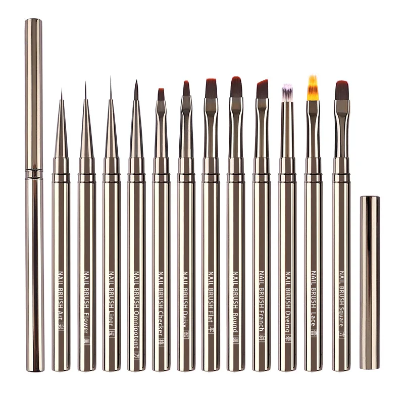 1/12 SZT. Aluminiowy Rysik do Paznokci do Malowania, Rzeźbienia Kwiatów, Linii, Rysowania Liści, Pasków, Manicure