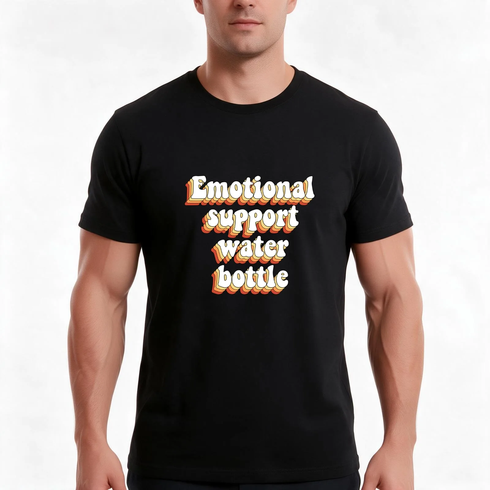 Emotional Support Water Bottle T-Shirt, Summer Casual Cotton Tee, Oversized Streetwear Tops, Vintage Graphic Print, 100% Cotton