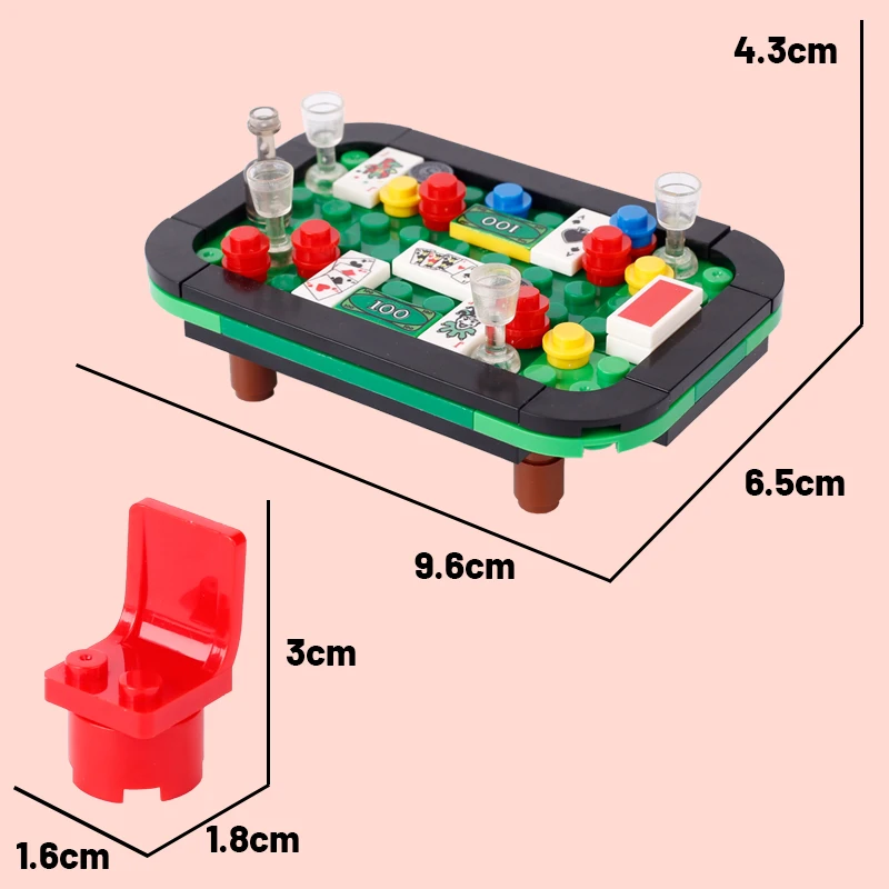 MOC City Street View Table jeu série blocs de construction Poker Mahjong Ski balle jeu Machine échecs carte salle fentes briques jouet cadeau