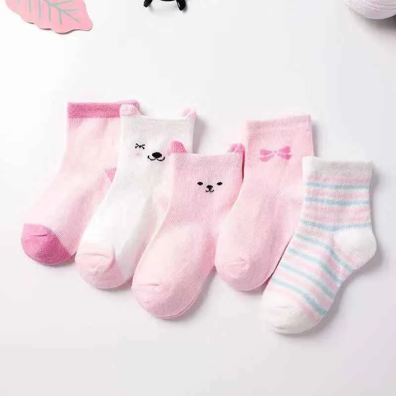 5 Pairs Baby Socks Newborn Baby Boy Socks 0-1-3-7Y Kids Pure Cotton Animal Design Fadeless Soft Children\'s Socks for Girls