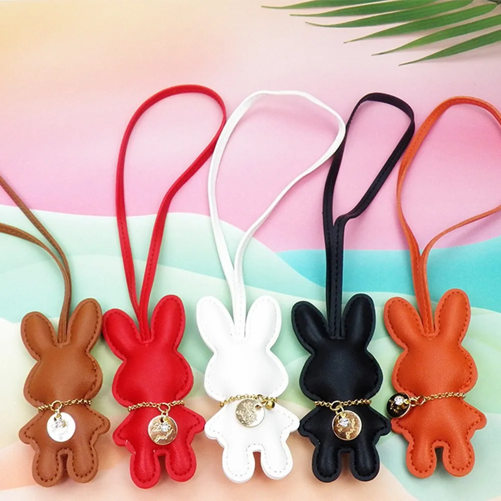 PU Leather Bunny Keychain Durable Multipurpose Cute Female Keyring Portable Handbag Key Ring Handbag