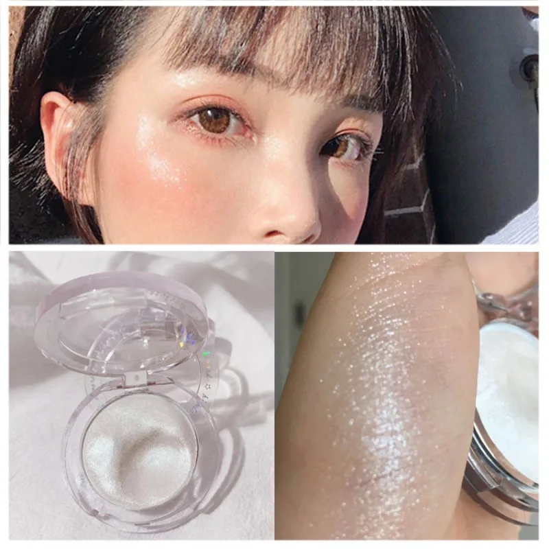 3 Colors Brightening Face Highlighter Palette Waterproof Monochrome Pearlescent Glitter Highlight Makeup High Gloss Face Makeup