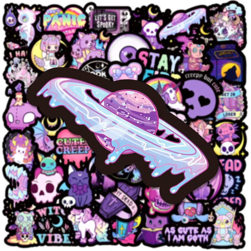 10/30/50PCS Purple Gothic Dark Series Horror Cartoon Sticker DIY Phone Laptop Luggage Skateboard Graffiti Decals Fun for Kid Toy