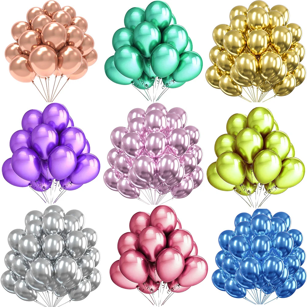 10/20/30pcs Metallic Birthday Decor Balloon Metal Silver Blue Rose Gold Latex Ballon Wedding Baby Shower Party Decoration Globos