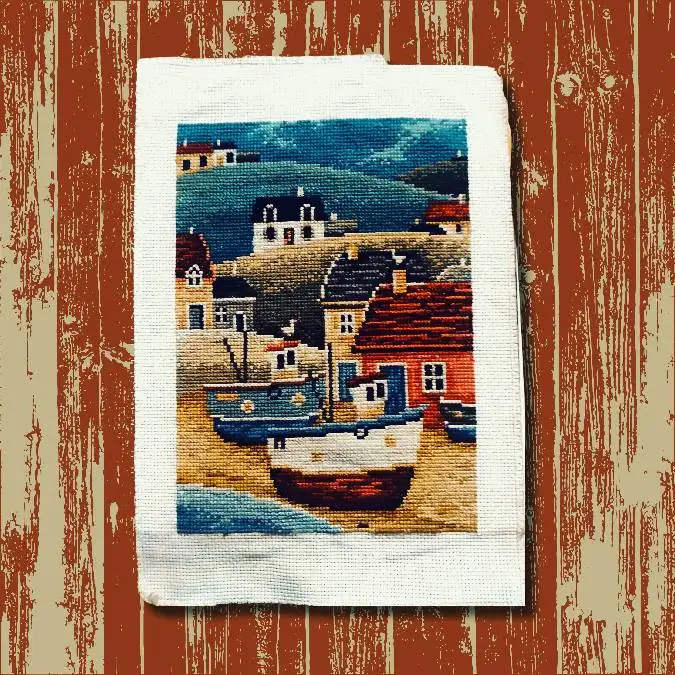 Harbour 2 cross stitch kit aida 14ct 11ct count printed canvas stitches embroidery DIY handmade needlework