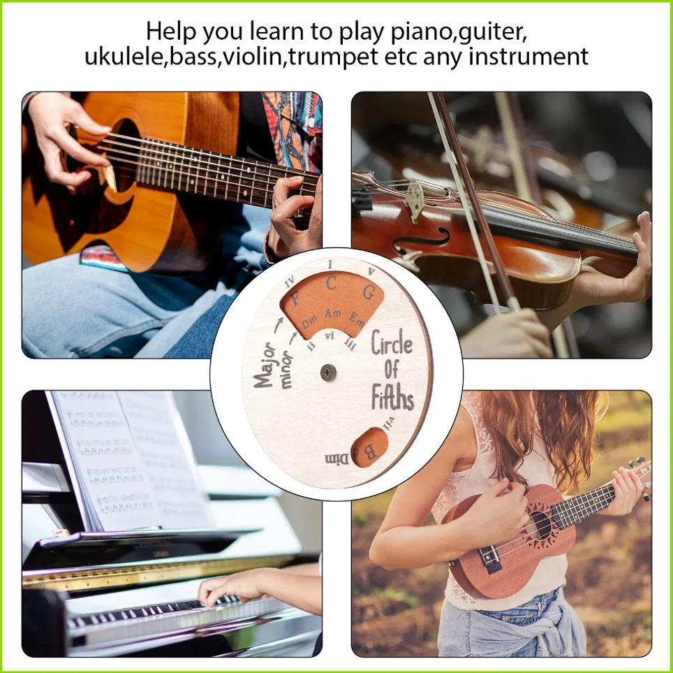 Wooden Melody Tool Round Circle of Fifths Wheel Melody Chord Tool Music Transpose Accessories For Musicians Beginners Songwriter - view 5