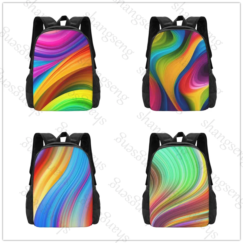 

Colorful Rainbow Large capacity printed schoolbag boys and girls backpack teenagers students leisure travel commuter backpack
