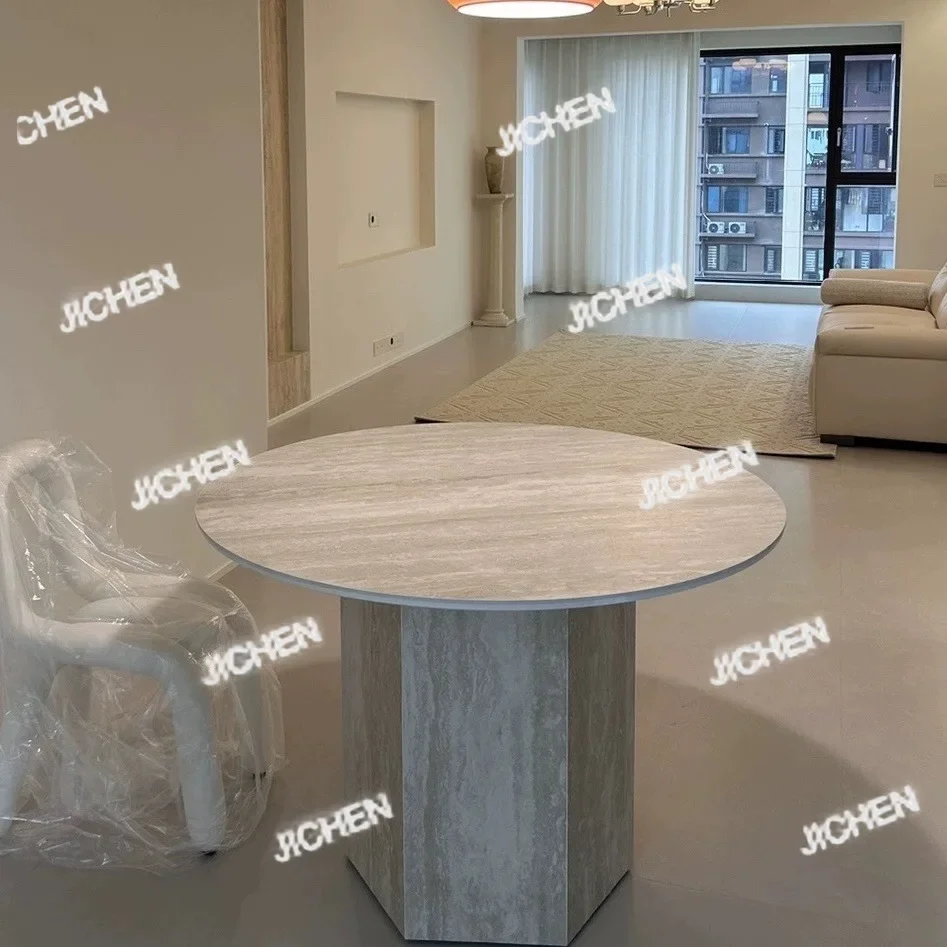 XQNordic الرومانية الحجر الجيري بلاطة الصخور طاولة طعام شقة صغيرة غرفة المعيشة المنزل المتوسطة الطراز القديم جولة بسيطة