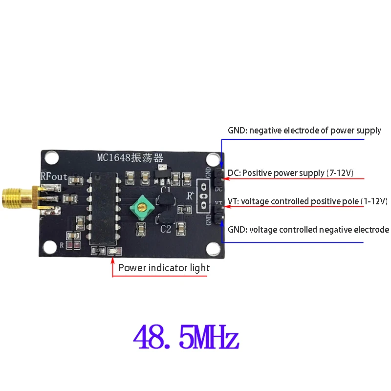 Osilator kontrol tegangan RF 80MHz-124MHz /48.5MHz sumber sinyal FM MC1648