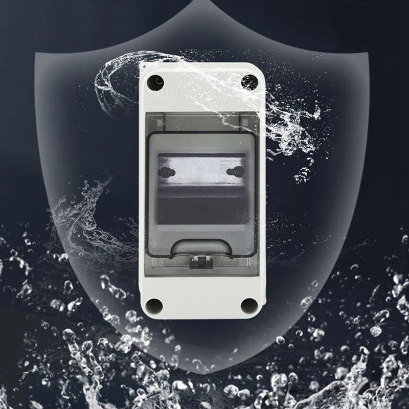 Distribution Protection Box, Waterproof Transparent Cover 3 DIN Rail Outdoor Distribution Junction Box 2Pcs