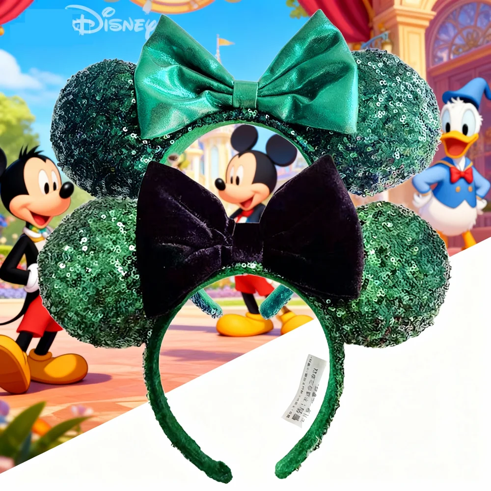 Luxury Green Mickey Mouse Ear Headbands Glitter Princess Party Decoration Cosplay Hair Accessories Hairband for girl Women Adult 6