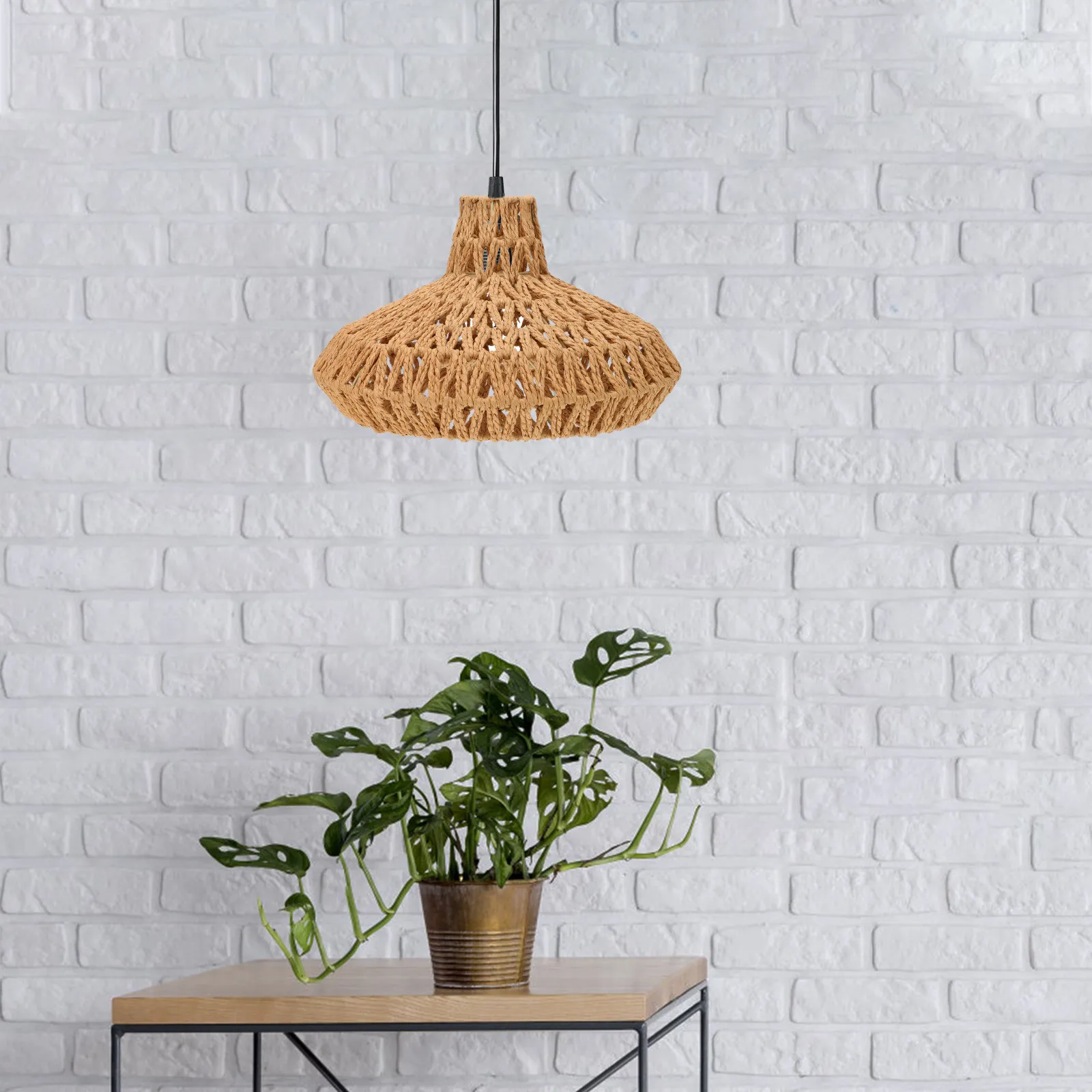 Hand Woven Simple Craft Lampshade Nordic Style Paper Weaving Ceiling Light Shade Decorative Lamp Cover Accessory