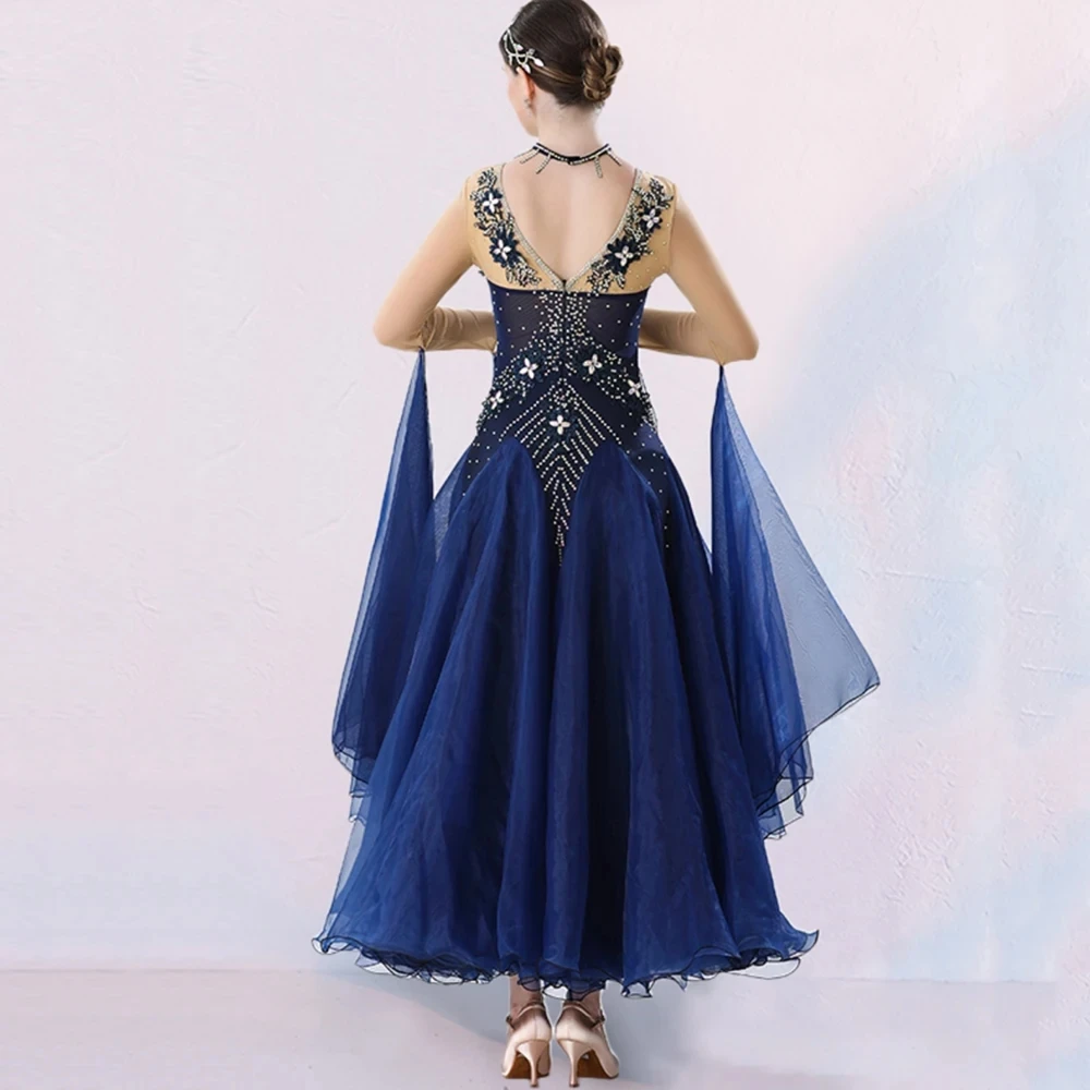 Vestido de dança valsa padrão para mulheres, saia de dança, elegância avançada, competição de salão, vestido de dança adulto