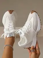 2026 New Arrival Green Sneakers Women Leather Mesh Patchwork Platform Sneakers Anti Slip Casual Walking Shoes Lace Up - Image 3