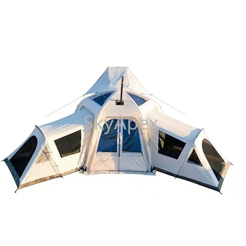 Large Luxury Glamping Safari Canvas Car Tailgate Camping Tent Waterproof  Windproof  UV  Resistant Portable Outdoor Travel  Tent