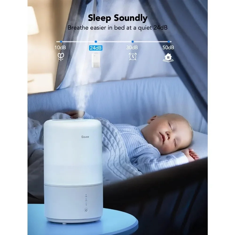 Smart Humidifiers for Bedroom, Top Fill 3L Cool Mist Humidifier, Auto Mode, 360°Nozzle with Adjustable Mist Air Humidifier