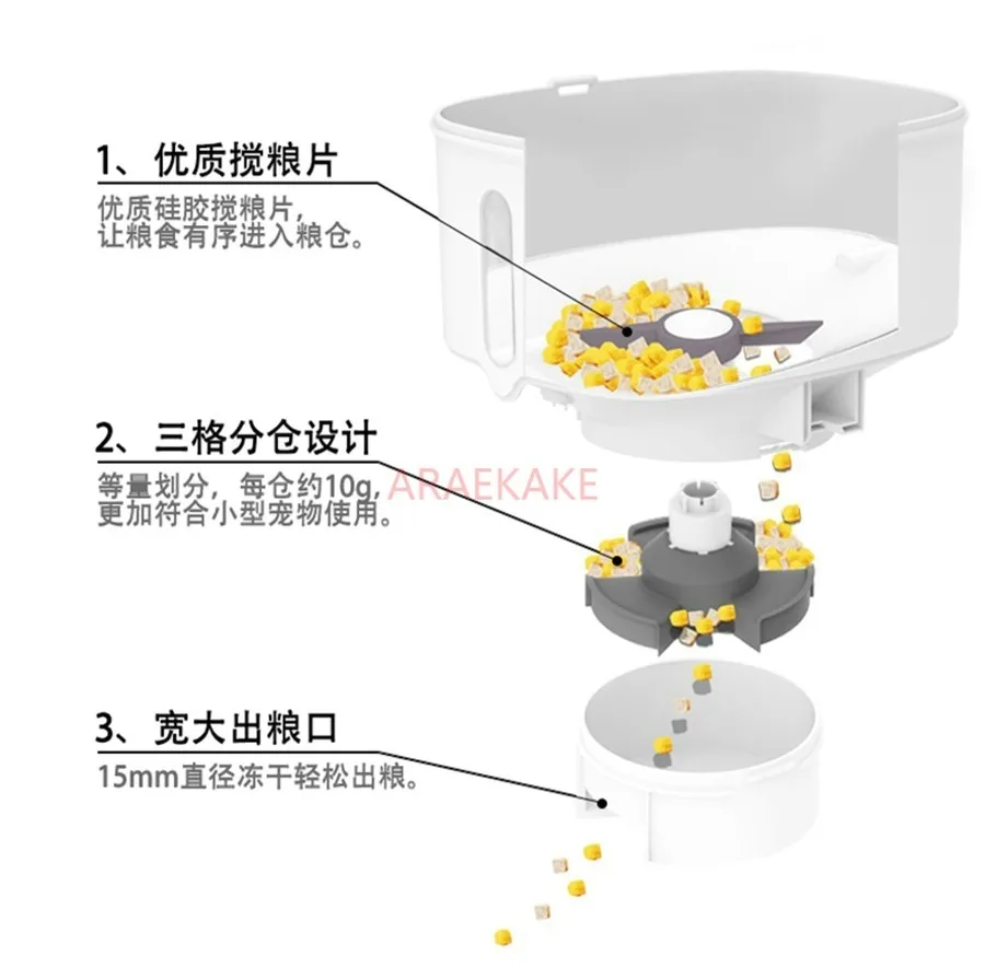 Pet intelligent automatic feeder for cats, dogs, rabbits, wireless remote pet food feeding machine