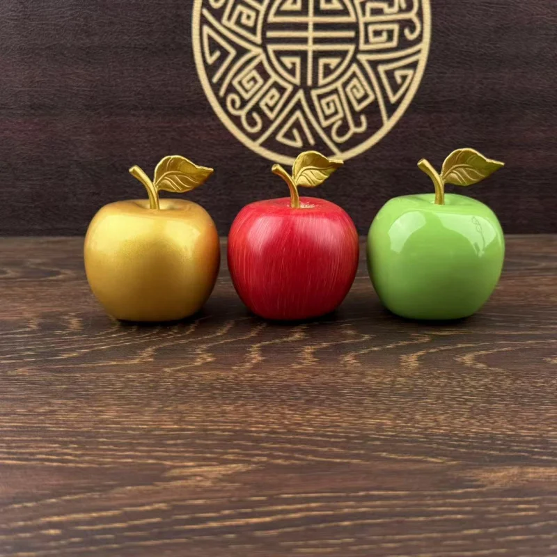 Adorno de manzana de latón, fruta de la paz, regalo creativo de estilo chino, simulación de manzana roja, pequeño regalo, artesanía de Metal