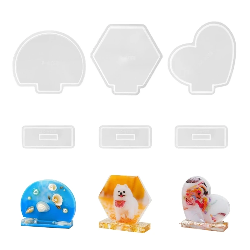 MXME Set of 3 Artistic Silicone Frame Ornament Molds for Individualized Photo Frames