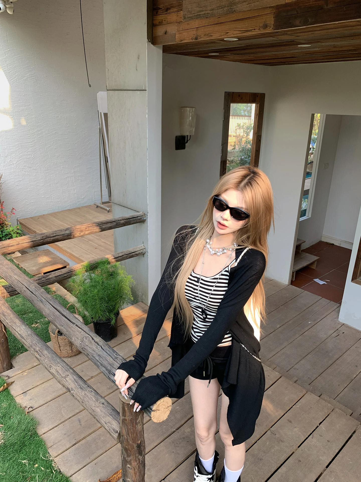 

Seven Simp Slip Spring 2026 Women's Striped Tank Top Outerwear Cardigan Set Ele Commute Sle Long Sve Regular Fit