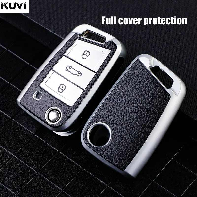 For Volkswagen VW Polo Golf7 MK7 Tiguan for Skoda Octavia Kodiaq Karoq for Seat Ateca Car Key Case Cover Bag Keychain Protector image 4