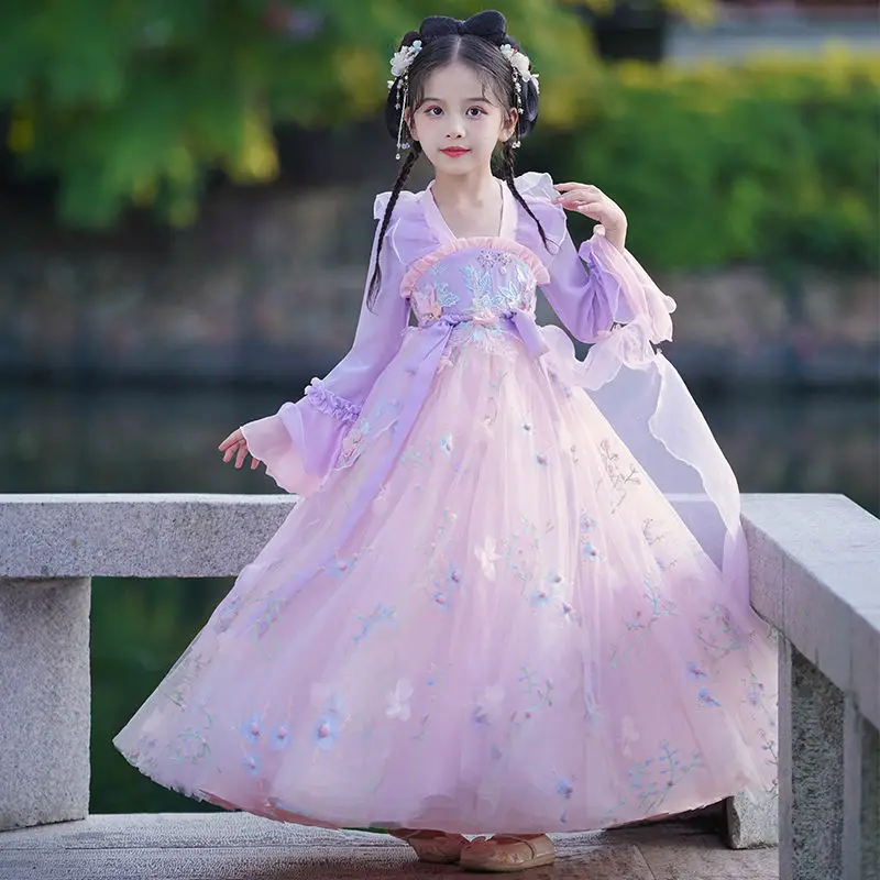 Hanfu Meisjes Kleding Mid- Festival Kinderen Fee Oude Meisje Jurk Chinese Stijl Tang Pak Lente En Herfst