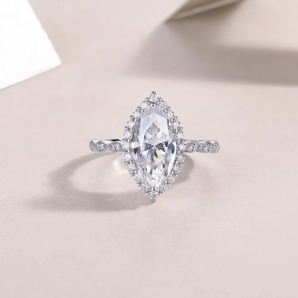 TY 3 Carat Marquise Moissanite Ring 925 Sterling Silver for Women Luxury Engagement Ring Couple Ring VVS1 Fine Jewelry with GRA