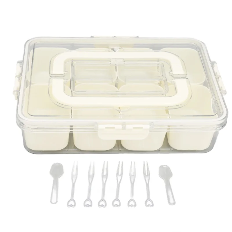 

Portable Snackle Box Container 8 Compartment Clear Snack Platters Divided Serving Tray With Lid And Handle For Candy Veggie