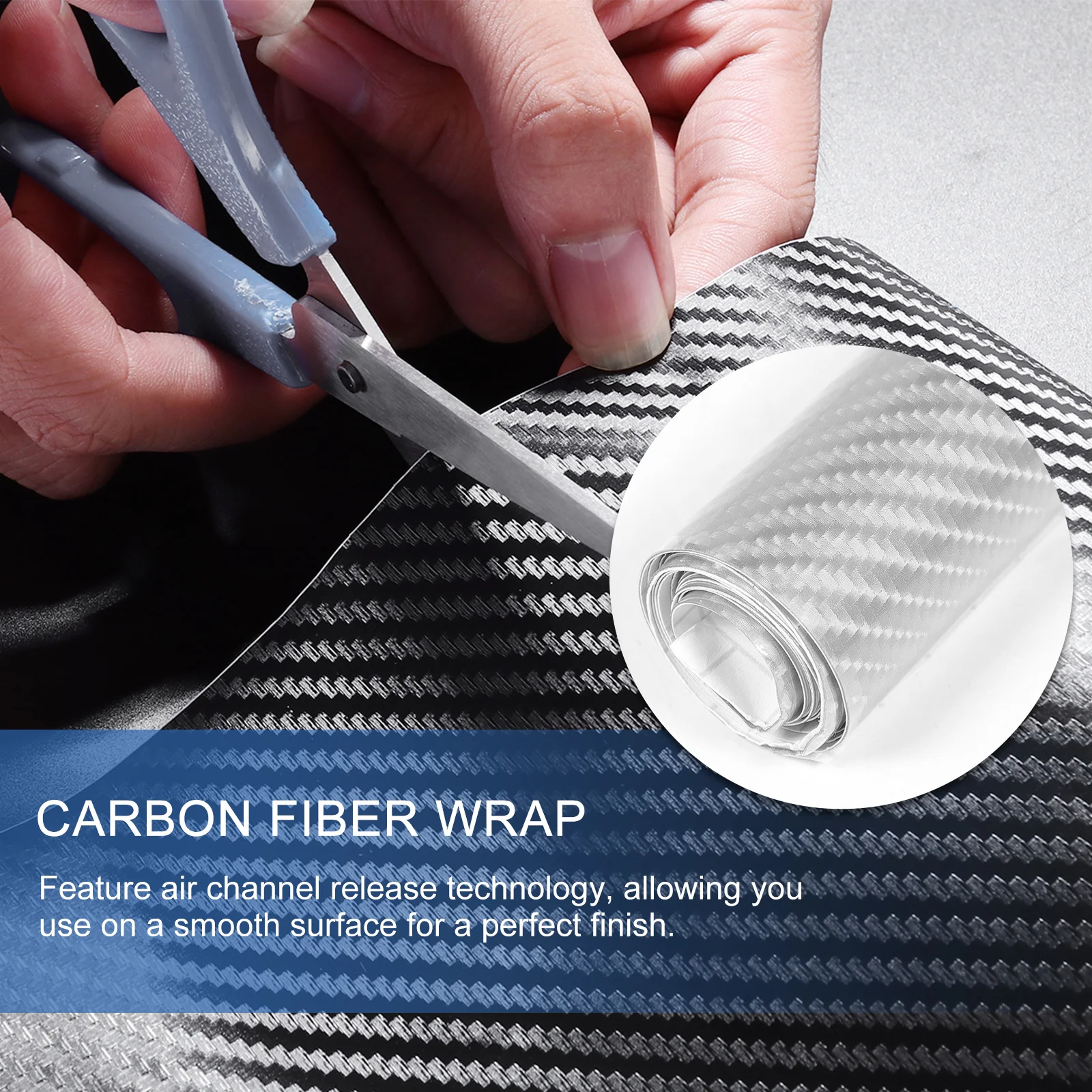 

Carbon Fiber Wrap Sticker Glossy Flexible Vinyl Film For Car Interior Exterior 7D Effect Air Channel Release
