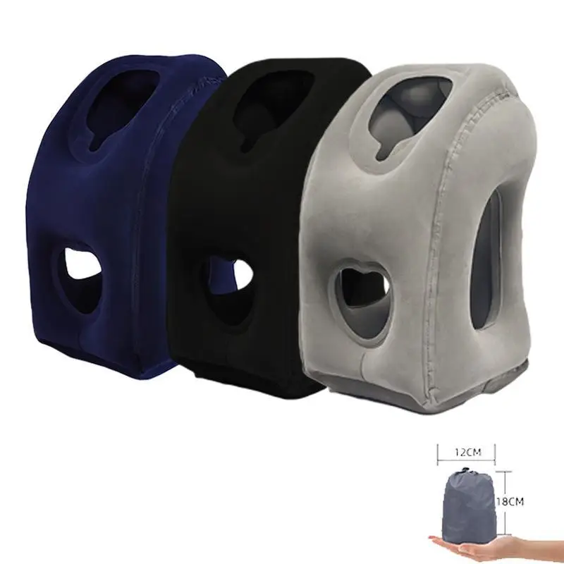 Portable Inflatable Hand-Washable Cover Travel Neck Pillow For Airplane Car Bus Train Office Nap Camping