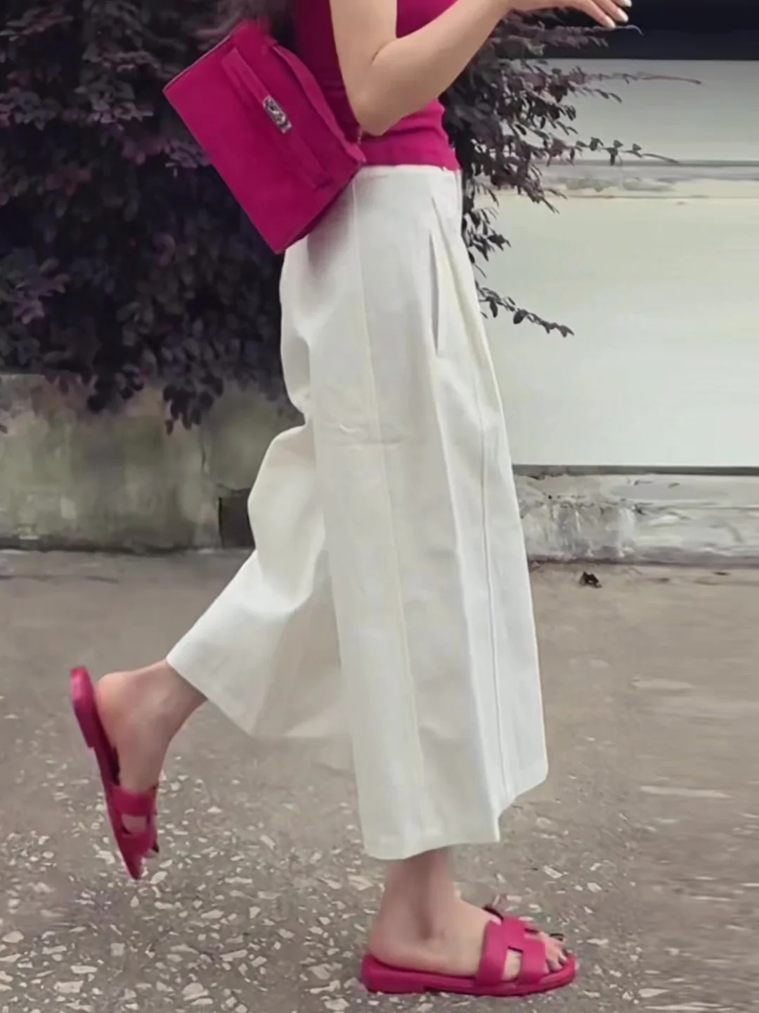 White Linen Wide Leg Pants Women Summer Thin New Loose Slim Nine Points Casual Trousers High Waist Commute Style Korean Version