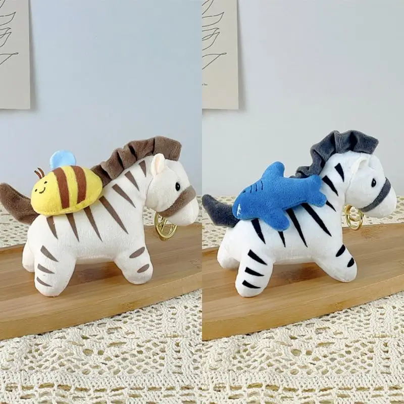 Bonito pullable pelúcia zebra pingente chaveiro kawaii mochila pingente decoração acessórios macio pelúcia boneca brinquedo presentes das crianças
