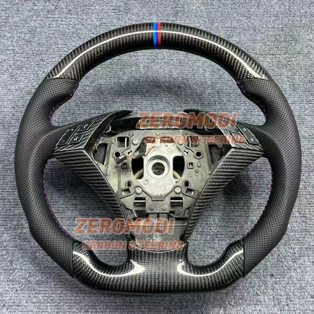 Carbon Fiber Leather Steering Wheel Replacement Fit For BMW E60 E61 5 Series 2003-2010